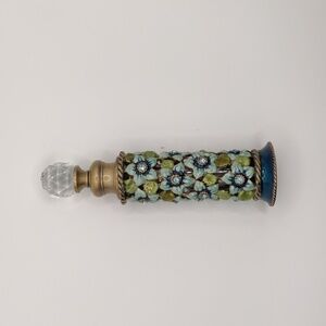 Two’s Company Perfume Bottle – Bronze Tone with Blue & Green Enamel + Crystals